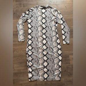 Rebdolls Black and Cream Snake Print Dress